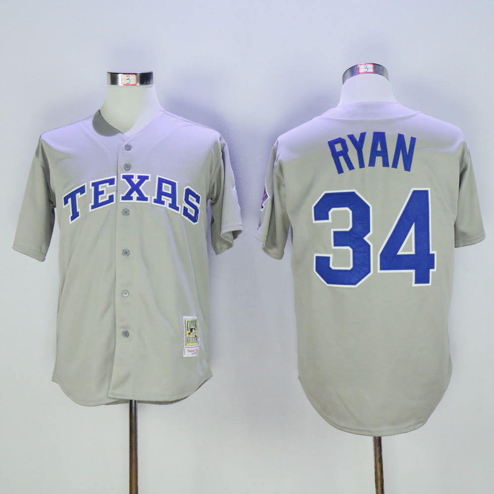 Texas Rangers #34 Rangers 34 Gray Retro Baseball Jersey baseball jersey product view 1