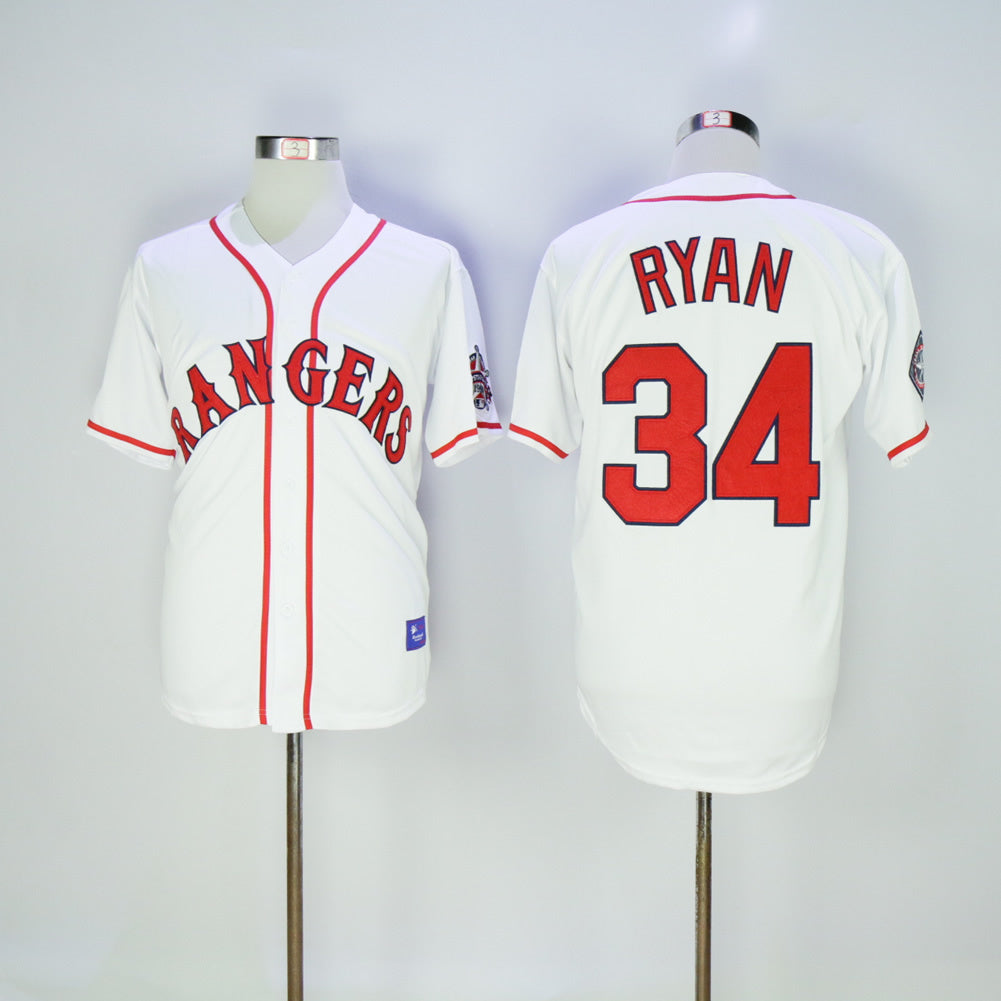 Texas Rangers #34 Rangers 34 White Retro Baseball Jersey baseball jersey product view 1