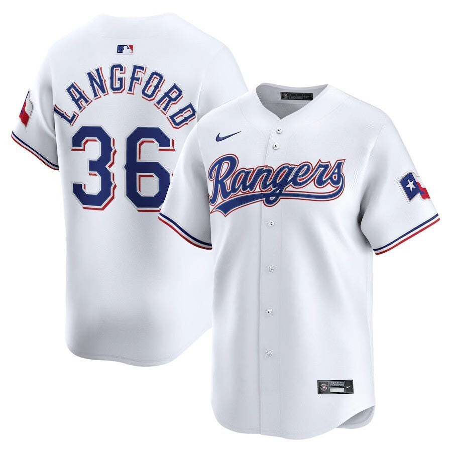 Texas Rangers #36 Wyatt Langford Home Limited Player Jersey - White Baseball Jersey baseball jersey product view 1