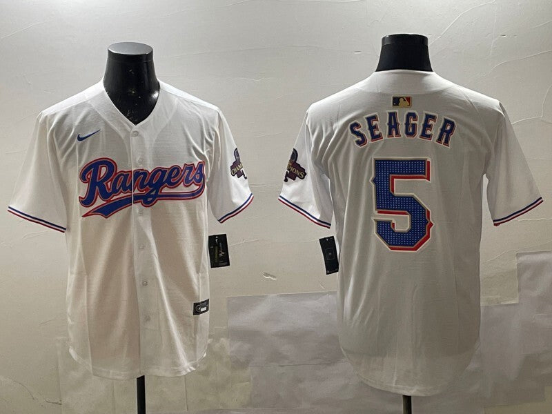 Texas Rangers #5 Corey Seager Rangers Gold Text Style 2 Baseball Jersey baseball jersey product view 1
