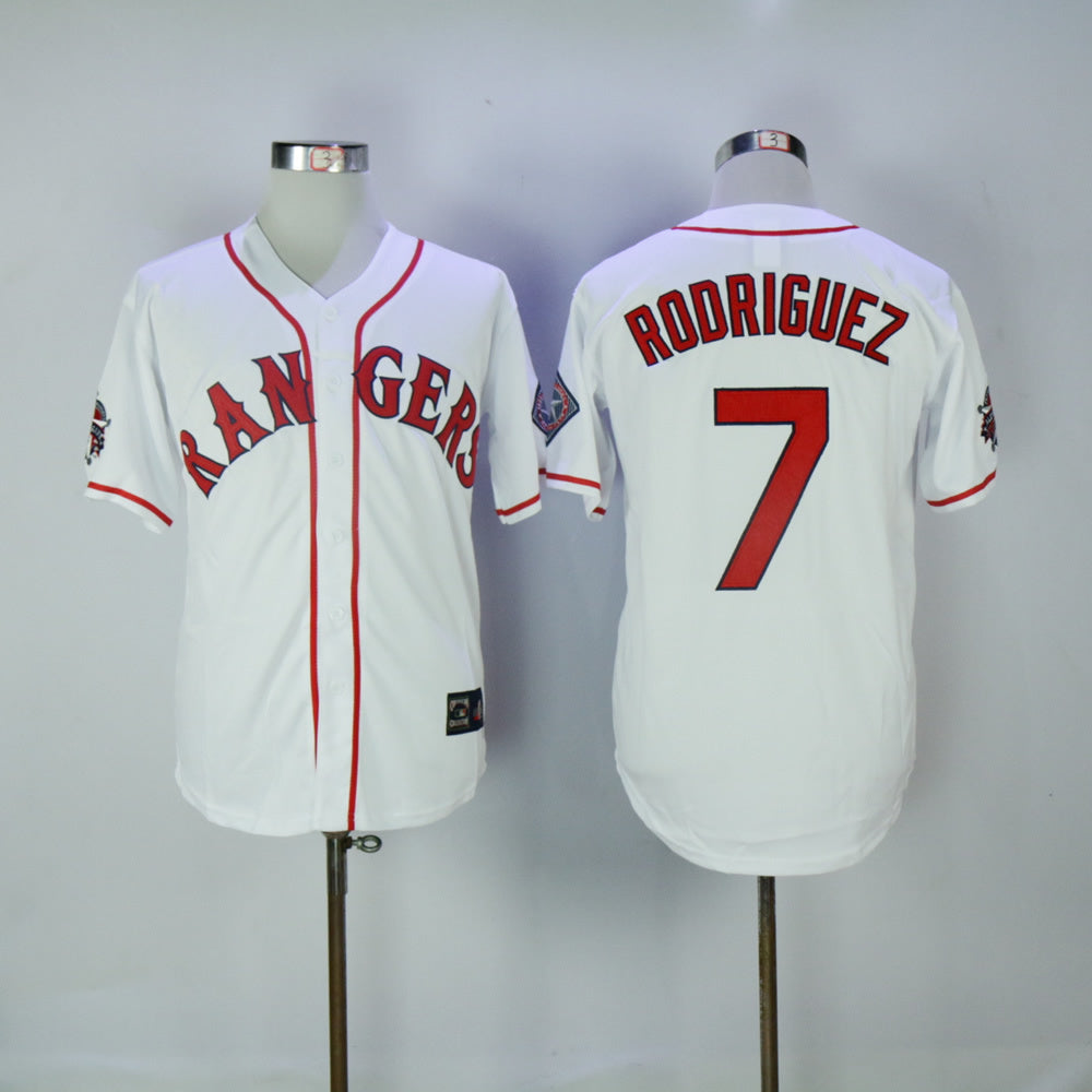 Texas Rangers #7 Rangers 7 White Retro Baseball Jersey baseball jersey product view 1