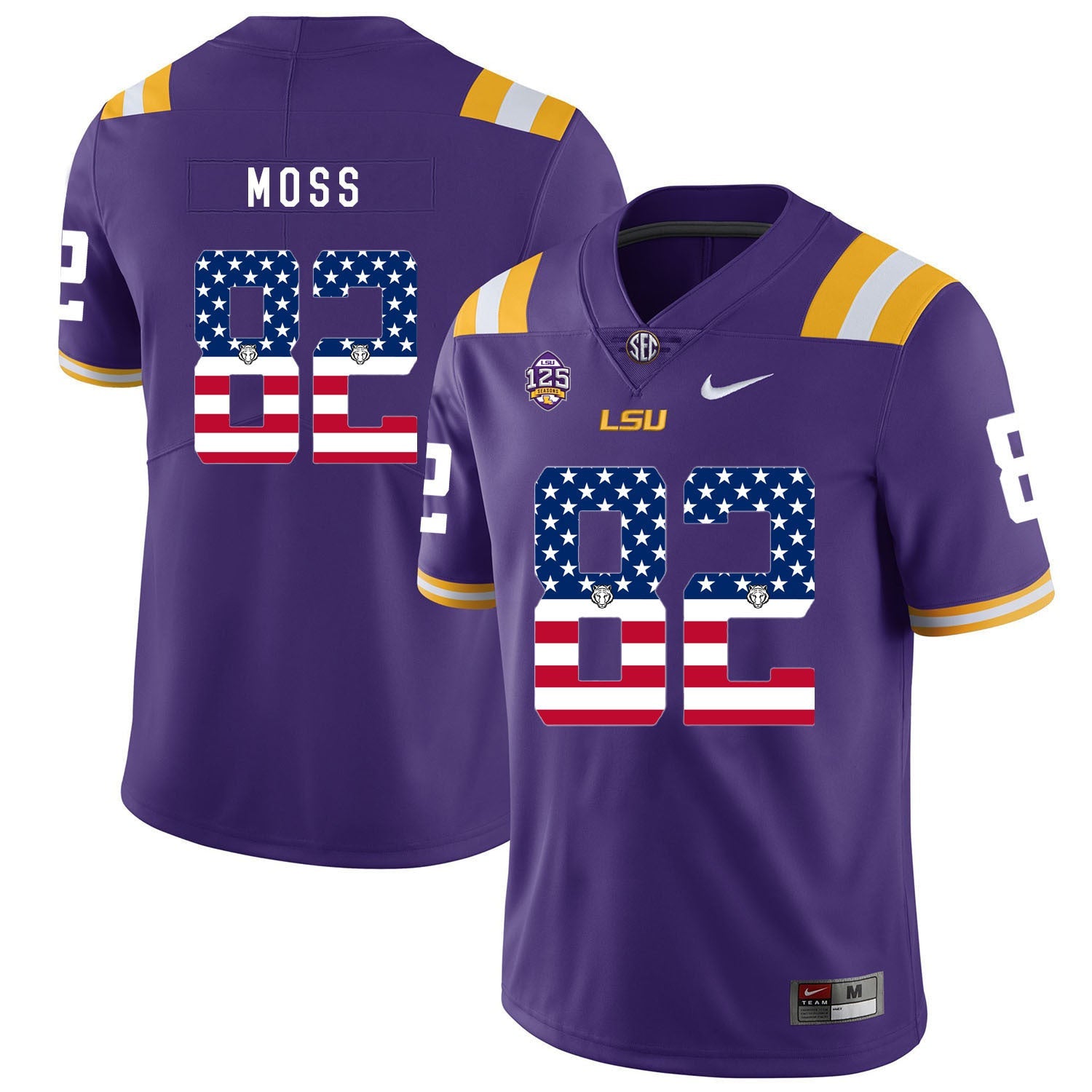 Thaddeus Moss 82 Purple College Football Jersey football jersey product view 1