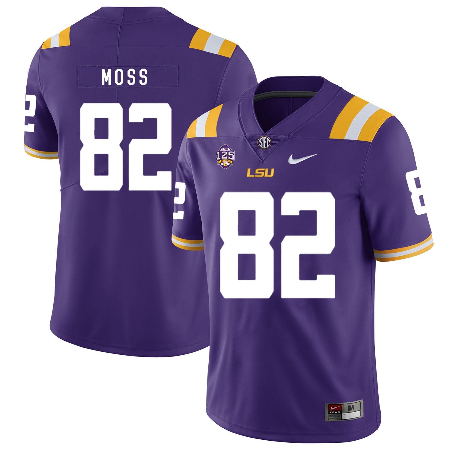 Thaddeus Moss 82 Purple Style 1 College Football Jersey football jersey product view 1