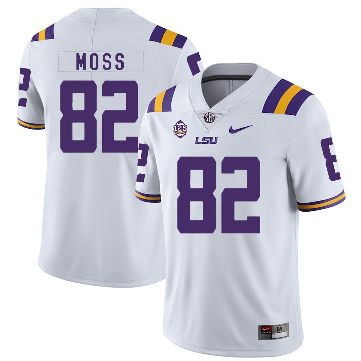 Thaddeus Moss 82 White .2jpg College Football Jersey football jersey product view 1