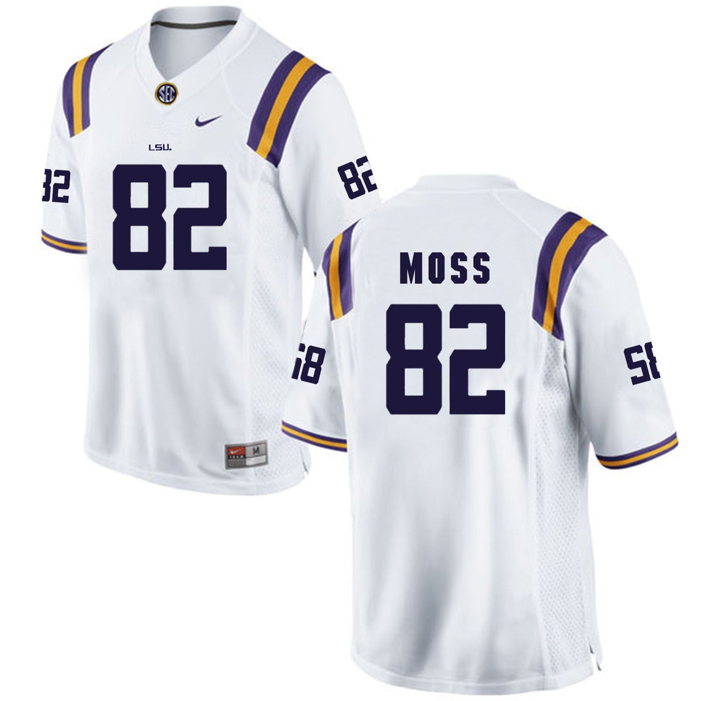 Thaddeus Moss 82 White Style 2 College Football Jersey football jersey product view 1