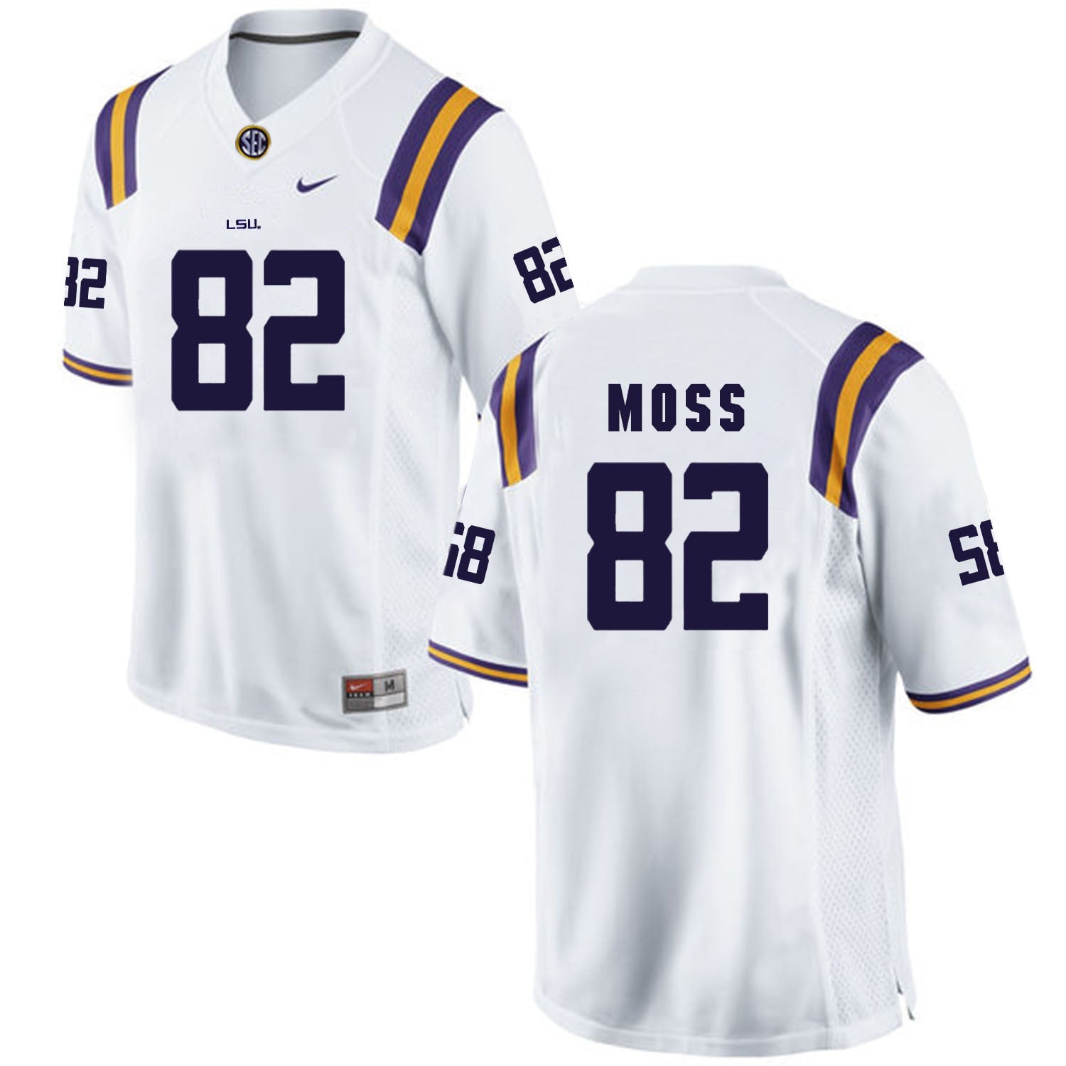 Thaddeus Moss 82 White Style 2 College Football Jersey football jersey product view 1