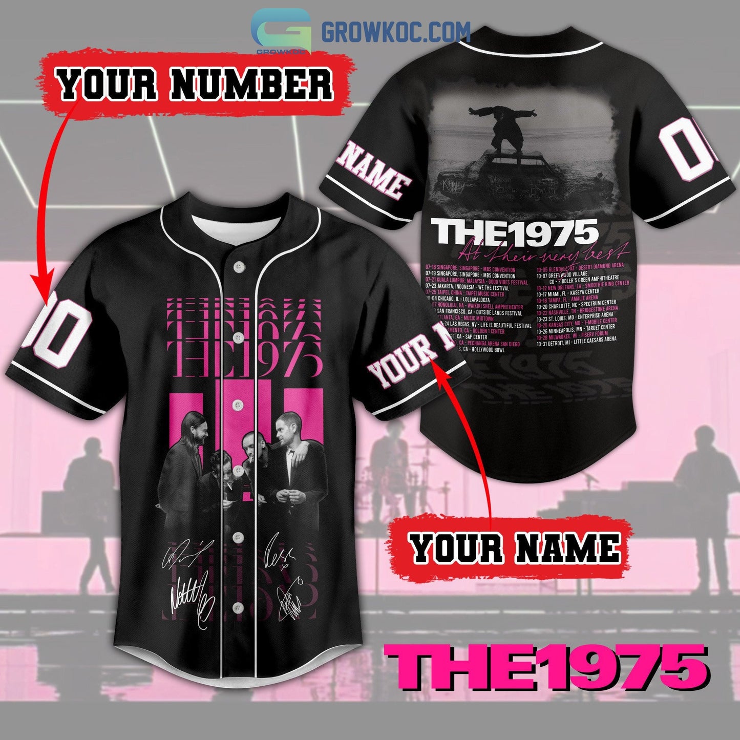 The 1975 At Their Very Best Tour 2023 Black Design Baseball Jersey baseball jersey product view 1