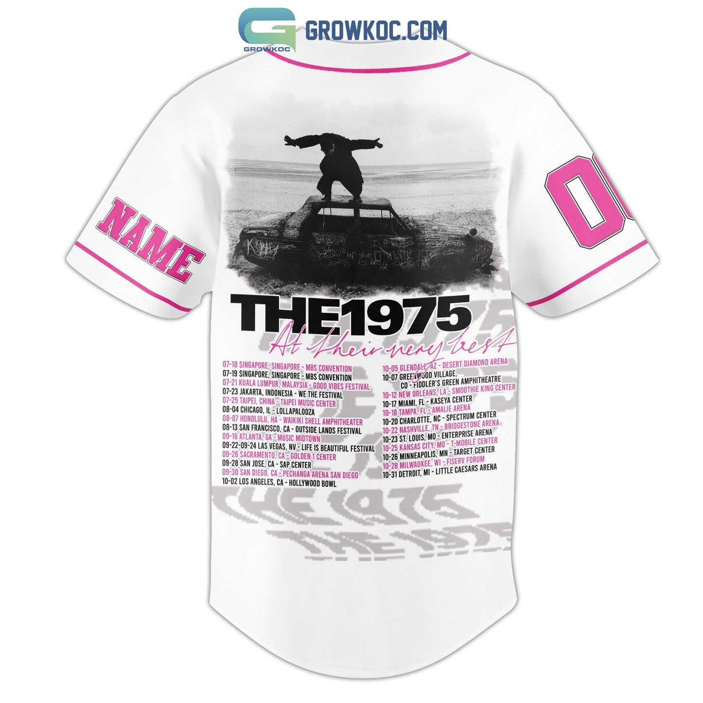 The 1975 At Their Very Best Tour 2023 White Design Baseball Jersey baseball jersey product view 3