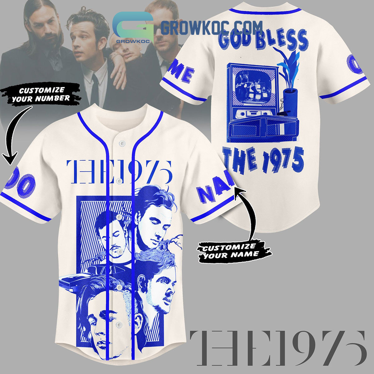 The 1975 Fan God Bless Personalized Baseball Jersey baseball jersey product view 1