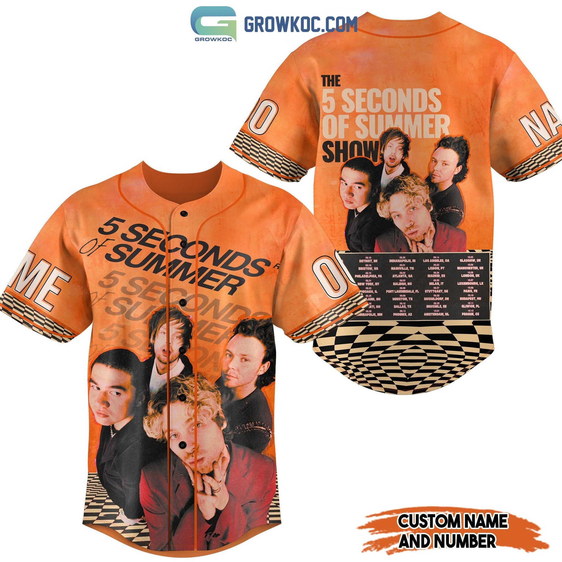 The 5 Seconds Of Summer Show Orange Design Personalized Baseball Jersey baseball jersey product view 1