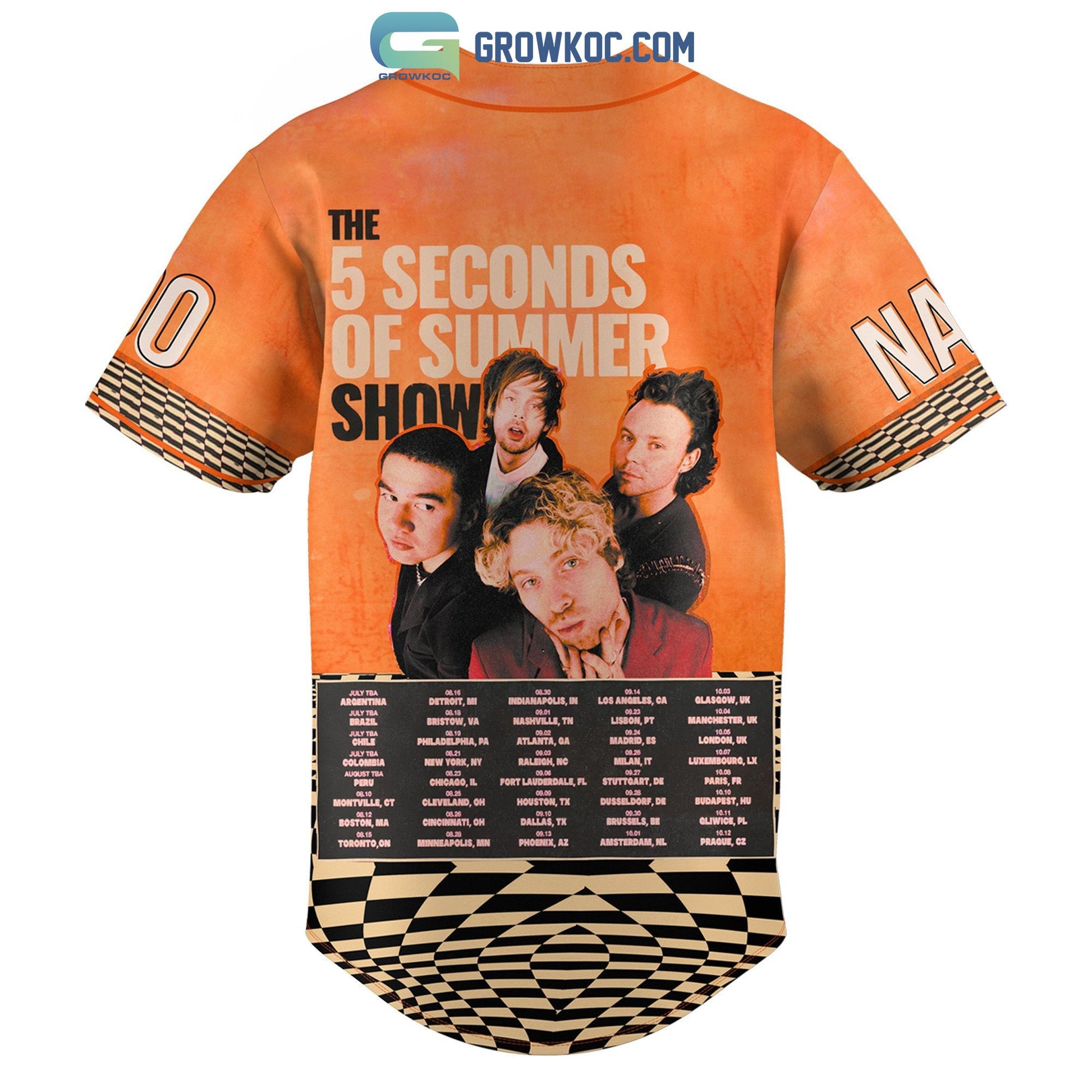 The 5 Seconds Of Summer Show Orange Design Personalized Baseball Jersey baseball jersey product view 2
