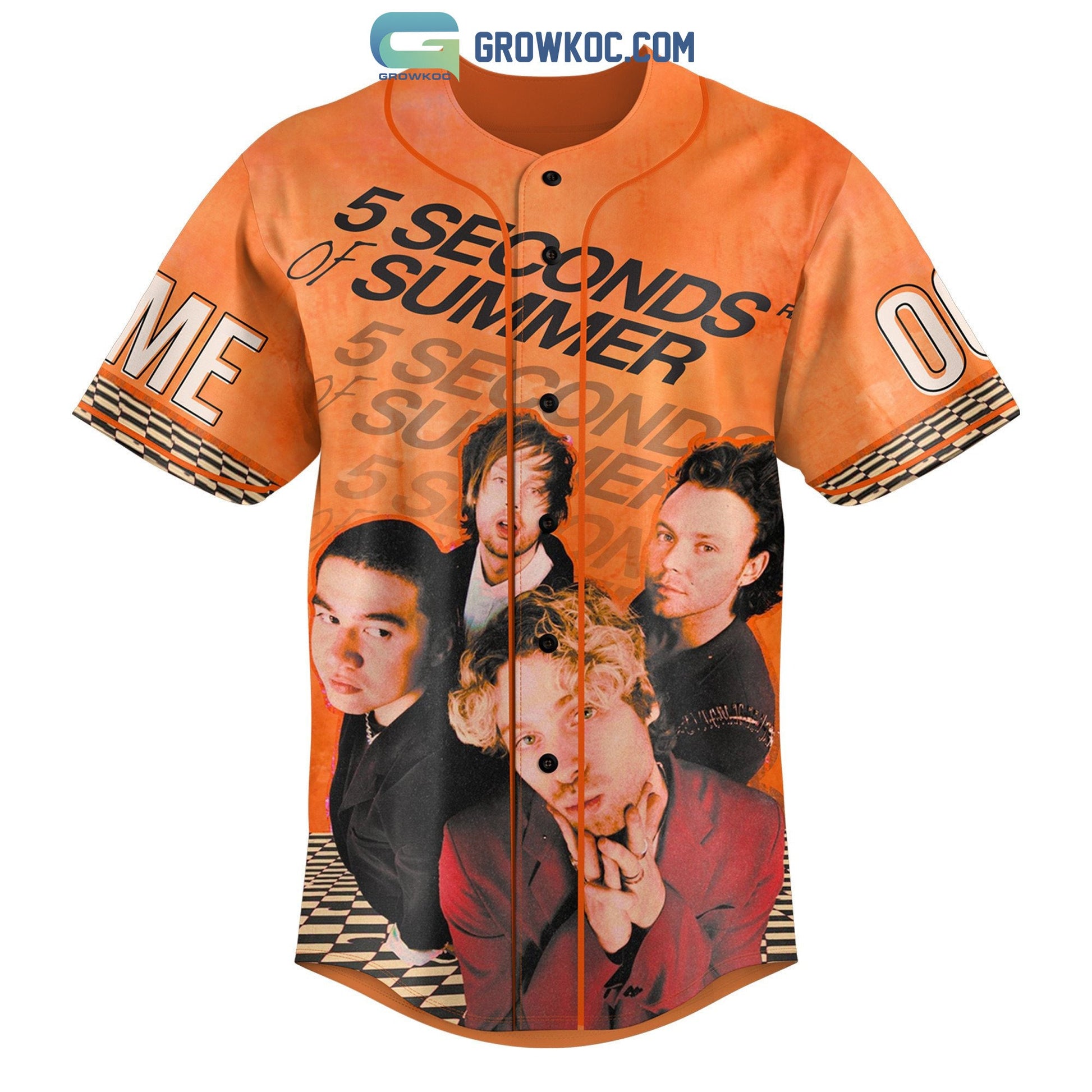 The 5 Seconds Of Summer Show Orange Design Personalized Baseball Jersey baseball jersey product view 3
