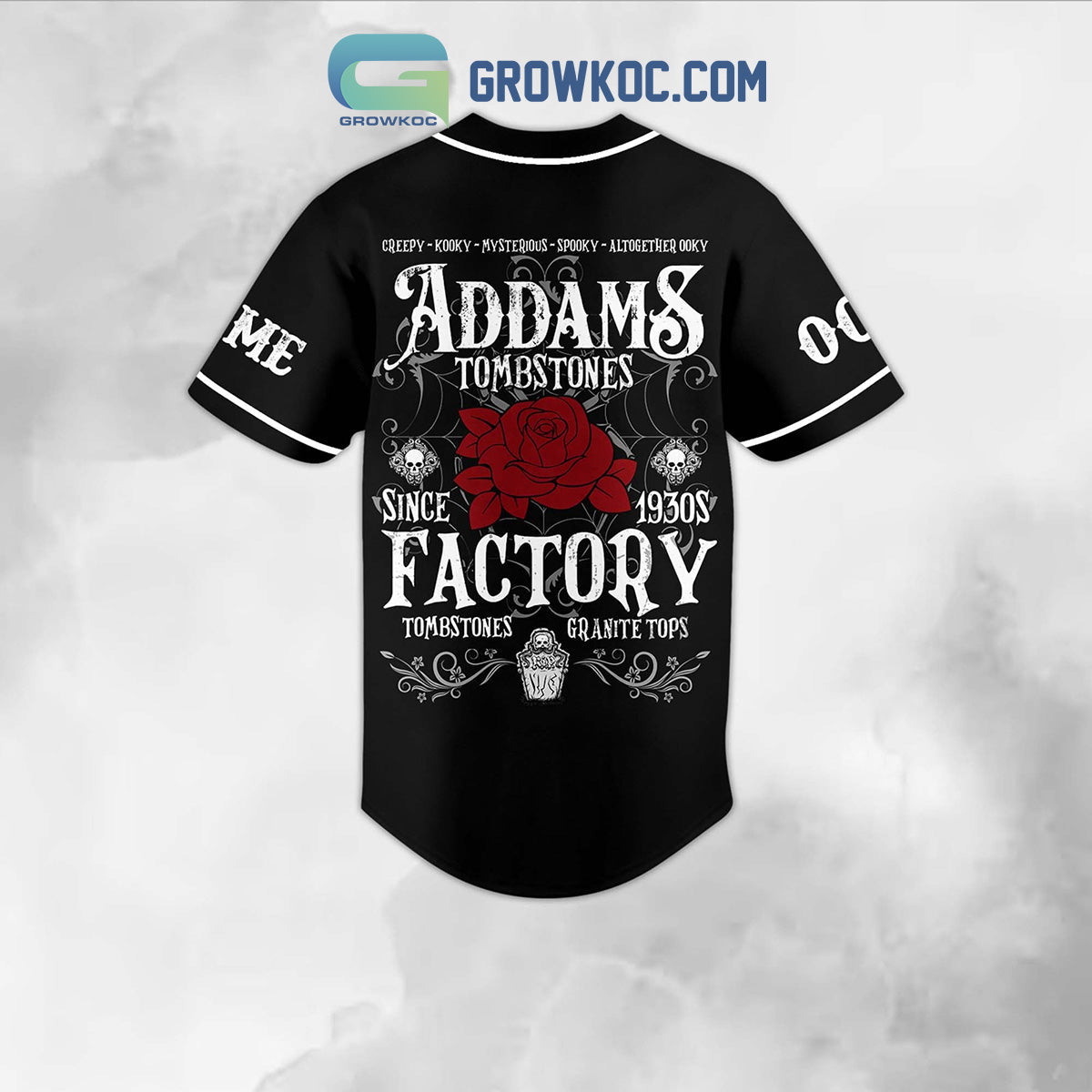 The Addams Family Tombstones Factory Personalized Baseball Jersey baseball jersey product view 3