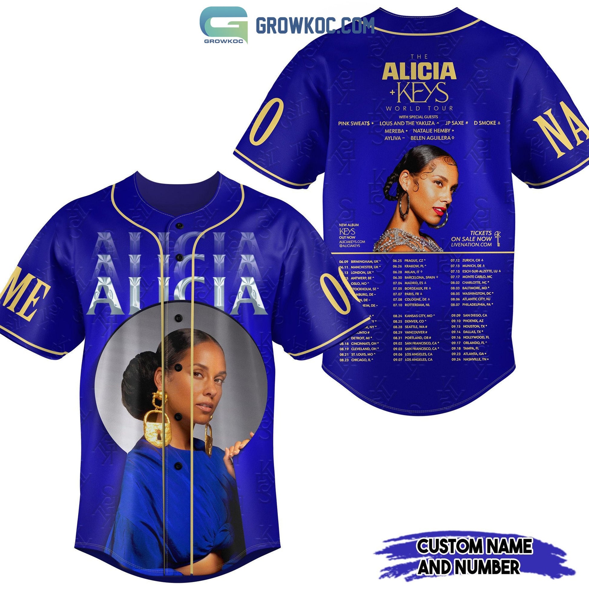 The Alicia Keys World Tour Personalized Baseball Jersey baseball jersey product view 1