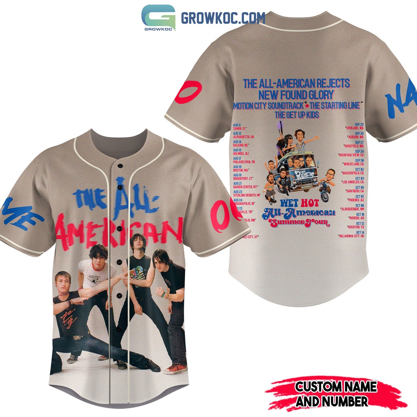 The All American Rejects New Found Glory Personalized Baseball Jersey baseball jersey product view 1