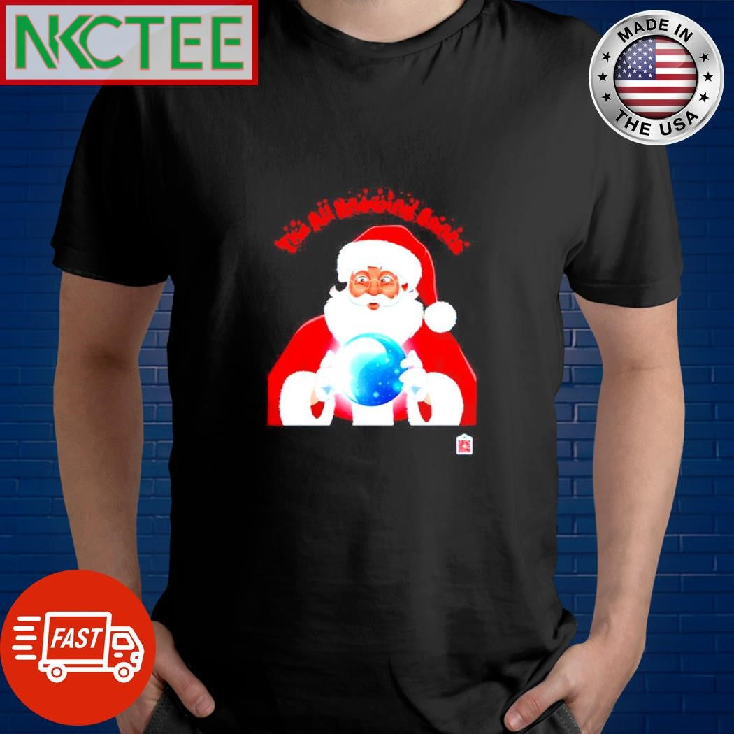 The All Knowing Santa Crystal Ball Magic Holiday Christmas shirt Unisex T-shirt, Sweatshirt, Hoodie, Long Sleeve Tee - T-Shirt, Sweatshirt, Hoodie