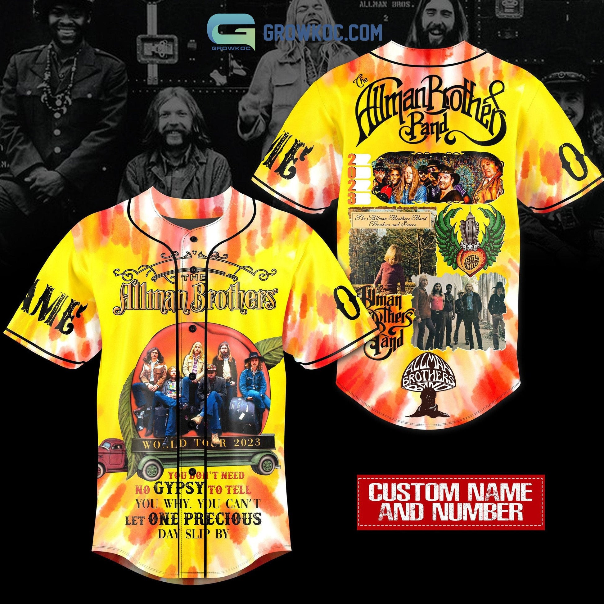 The Allman Brothers Band World Tour 2023 Yellow Design Personalized Baseball Jersey baseball jersey product view 1