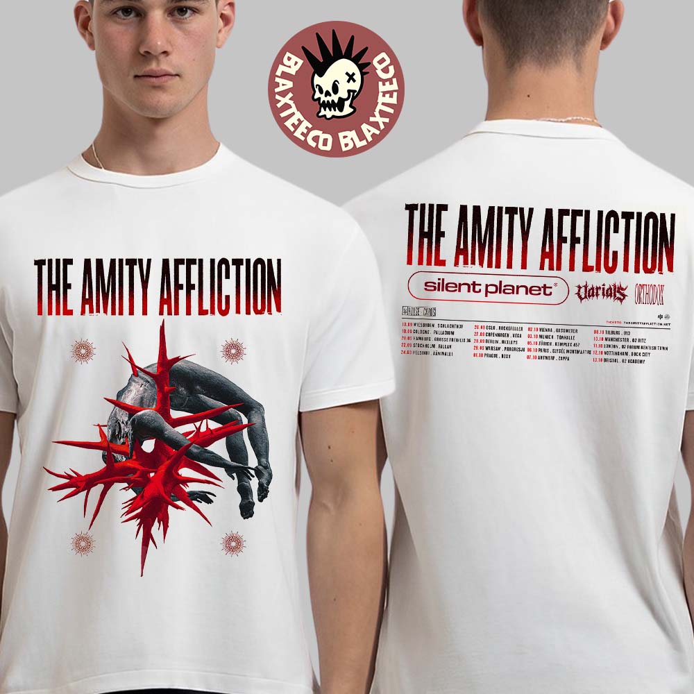 The Amity Affliction House Of Cards Europe 2026 Tour Schedule Dates Two Sided T-Shirt Unisex T-shirt, Sweatshirt, Hoodie, Long Sleeve Tee - T-Shirt, Sweatshirt, Hoodie