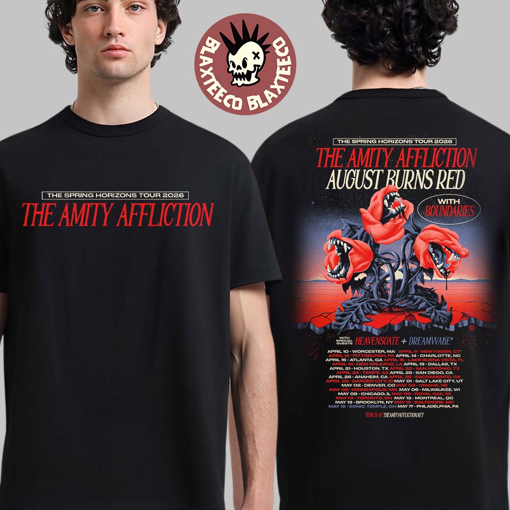 The Amity Affliction The Spring Horizons Tour 2026 Schedule Dates Two Sided T-Shirt Unisex T-shirt, Sweatshirt, Hoodie, Long Sleeve Tee - T-Shirt, Sweatshirt, Hoodie