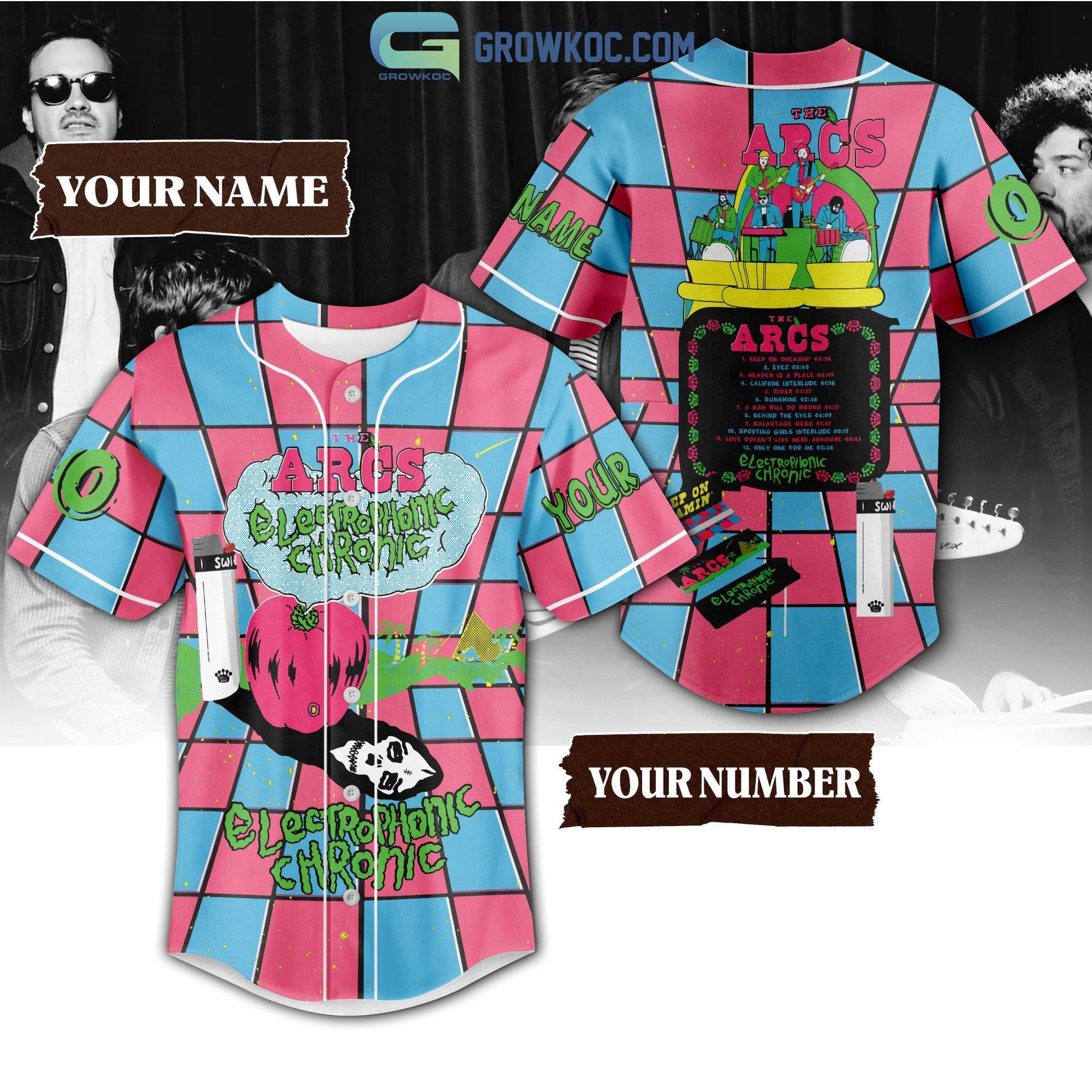 The Arcs Eletrophonic Chronic Personalized Baseball Jersey baseball jersey product view 2