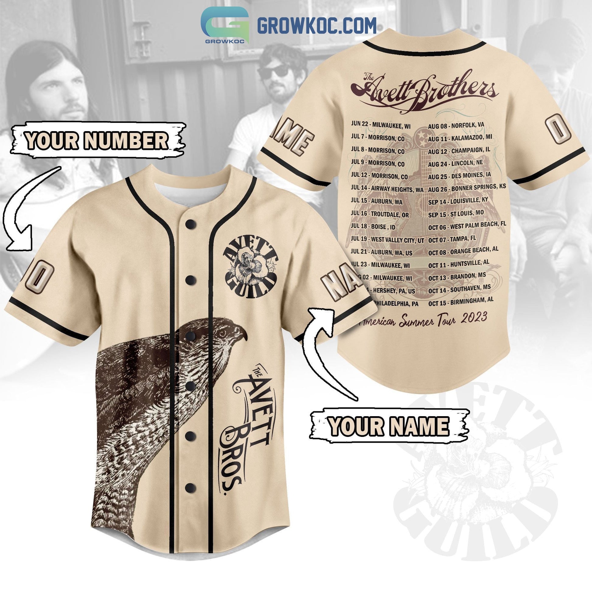 The Avett Brothers American Summer Tour 2023 Personalized Baseball Jersey baseball jersey product view 1