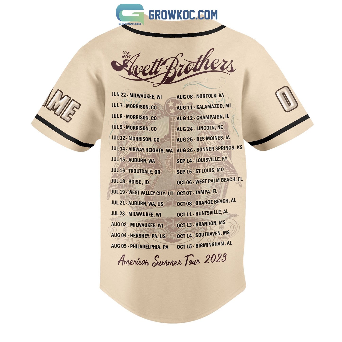 The Avett Brothers American Summer Tour 2023 Personalized Baseball Jersey baseball jersey product view 3