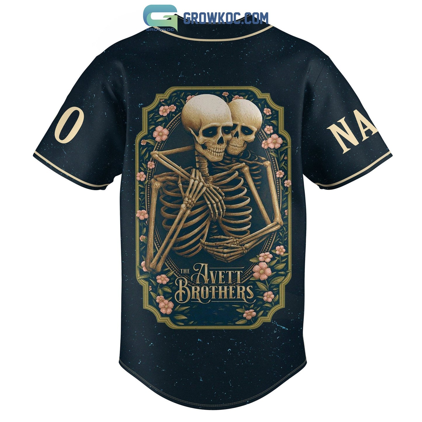 The Avett Brothers Skull Flowers Personalized Baseball Jersey baseball jersey product view 3