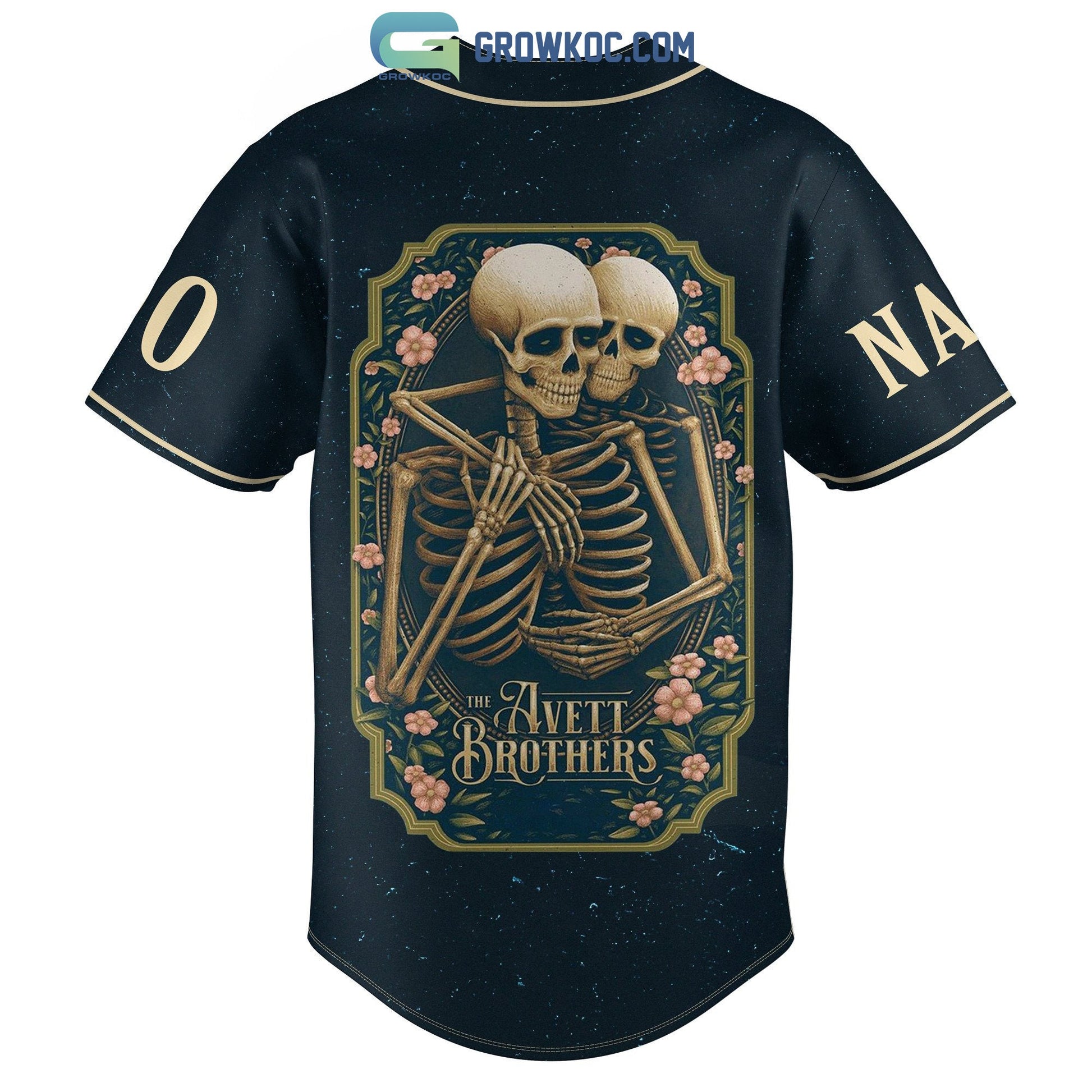 The Avett Brothers Skull Flowers Personalized Baseball Jersey baseball jersey product view 3