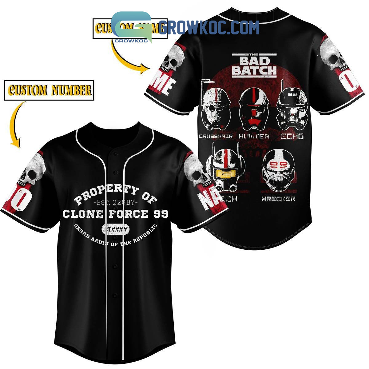 The Bad Batch Property Of Clone Force 99 Personalized Baseball Jersey baseball jersey product view 1