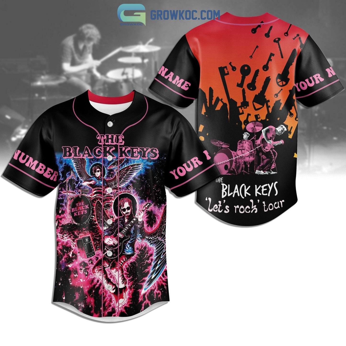 The Black Keys Let’s Rock Tour Personalized Baseball Jersey baseball jersey product view 1
