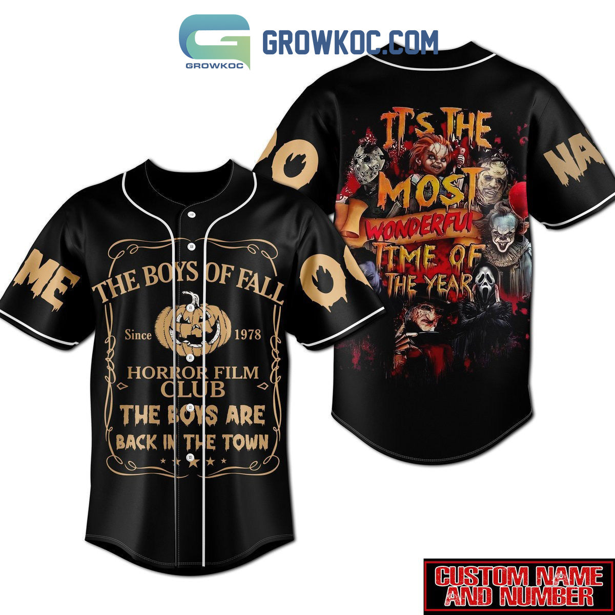 The Boys Of Fall Horror Film Club It’s The Most Wonderful Time Of The Years Personalized Baseball Jersey baseball jersey product view 3