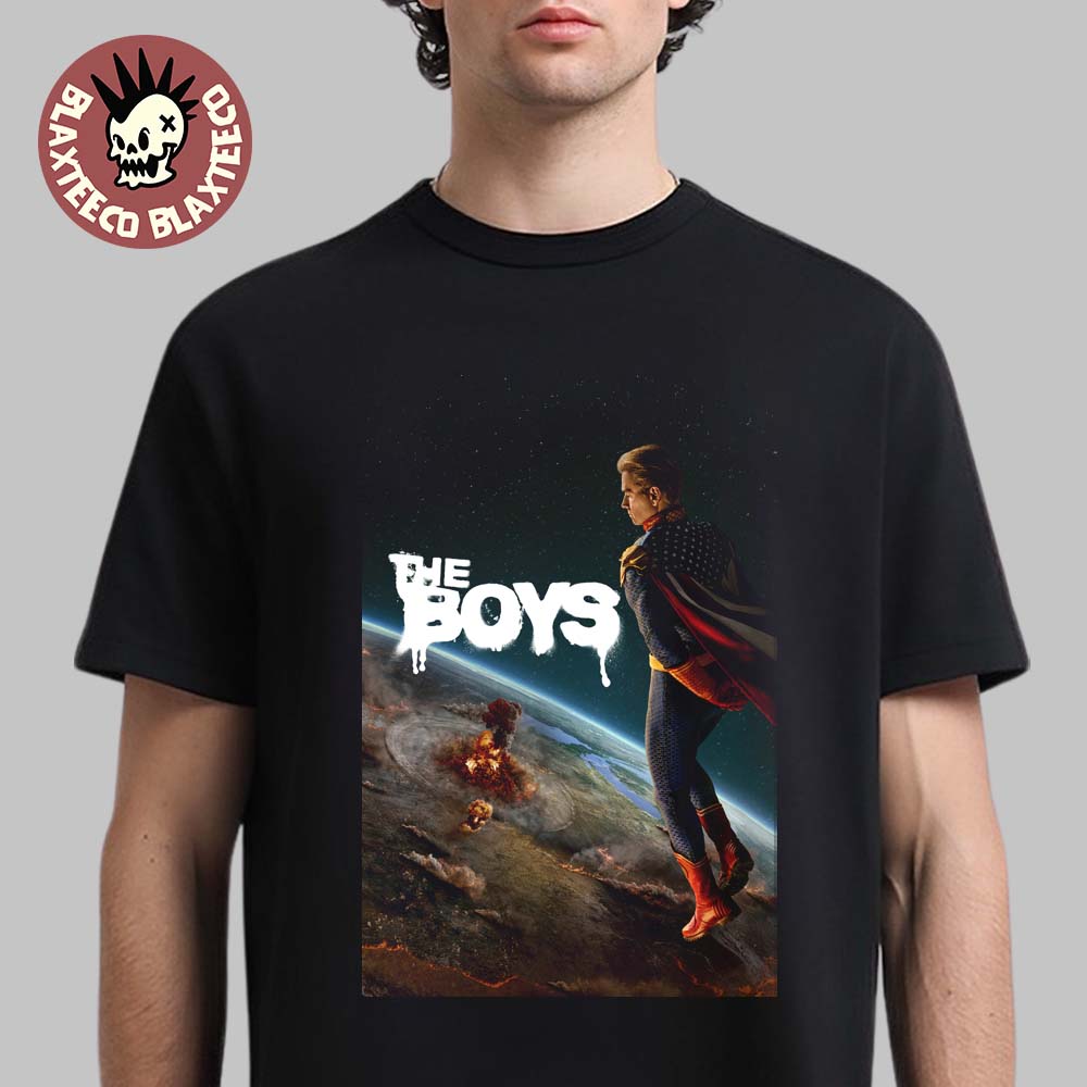 The Boys Season 5 Homelander Watching The World Destroyed Official Poster T-Shirt Unisex T-shirt, Sweatshirt, Hoodie, Long Sleeve Tee - T-Shirt, Sweatshirt, Hoodie