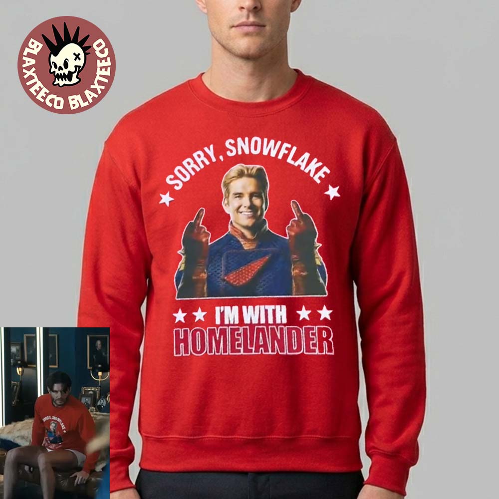 The Boys Season 5 Soldier Boy Sorry Snowflake Im With Homelander Red Crewneck Sweatshirt Unisex T-shirt, Sweatshirt, Hoodie, Long Sleeve Tee - T-Shirt, Sweatshirt, Hoodie