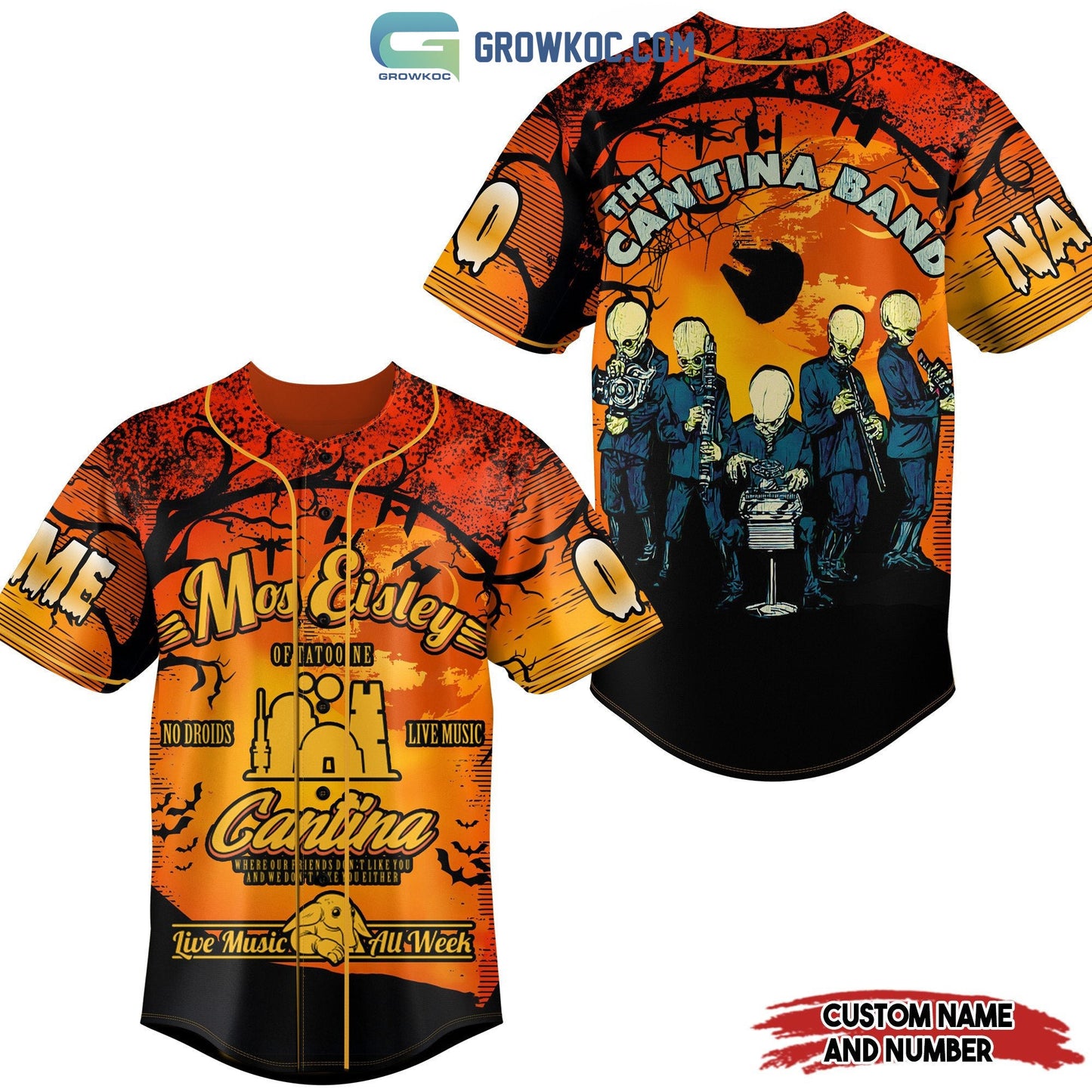 The Cantina Band Mos Eisley Of Tatooine No Droids Live Music Halloween Personalized Baseball Jersey baseball jersey product view 1