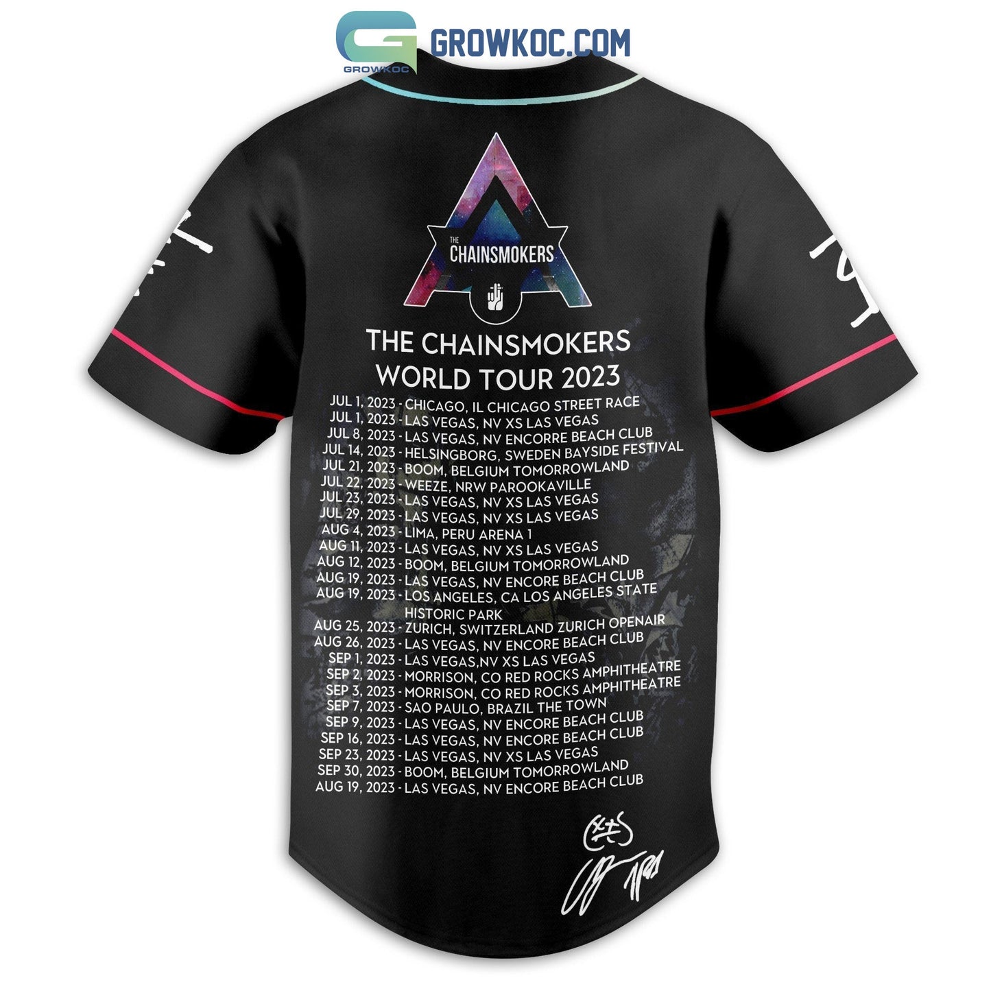 The Chainsmokers World Tour 2023 Baseball Jersey baseball jersey product view 3