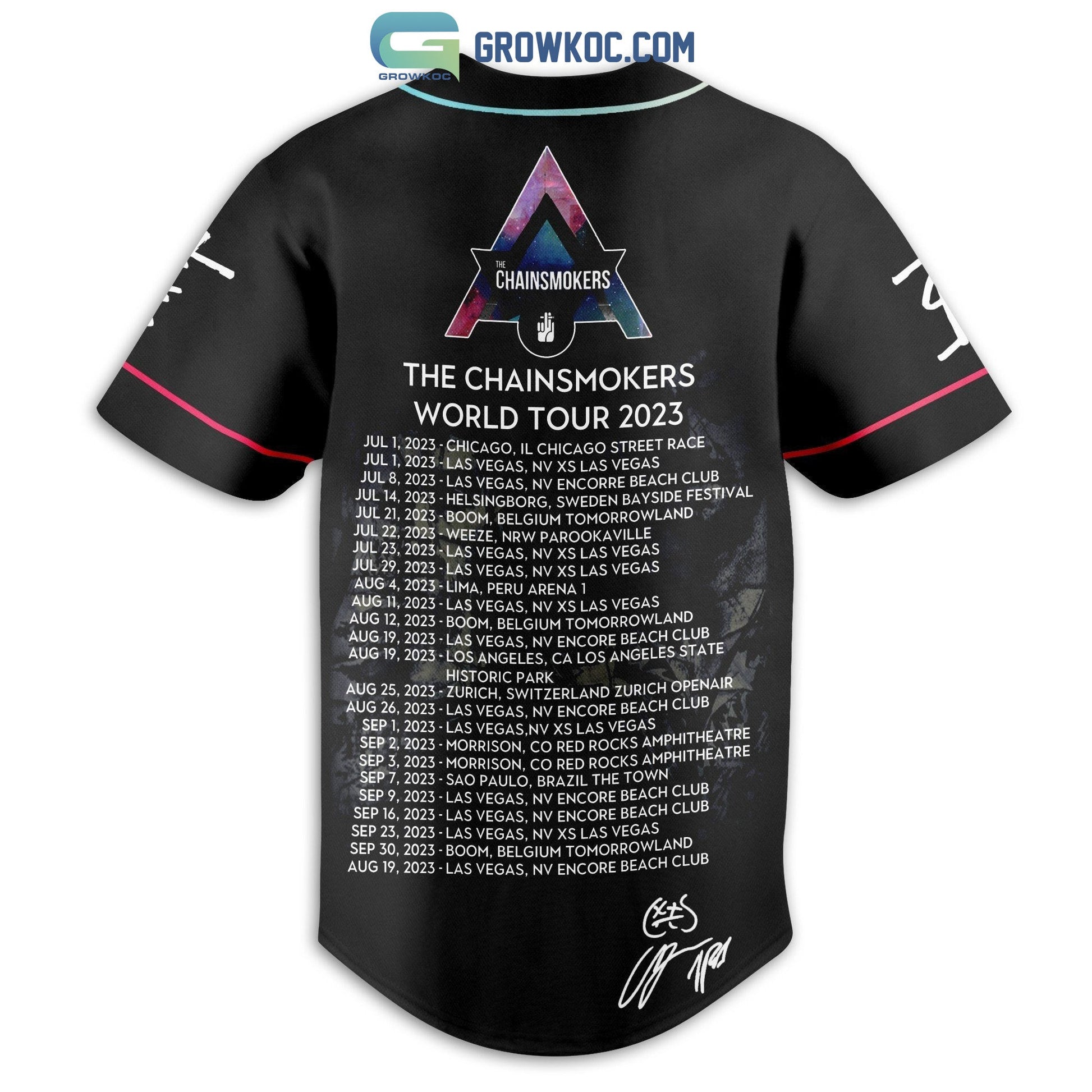 The Chainsmokers World Tour 2023 Baseball Jersey baseball jersey product view 3