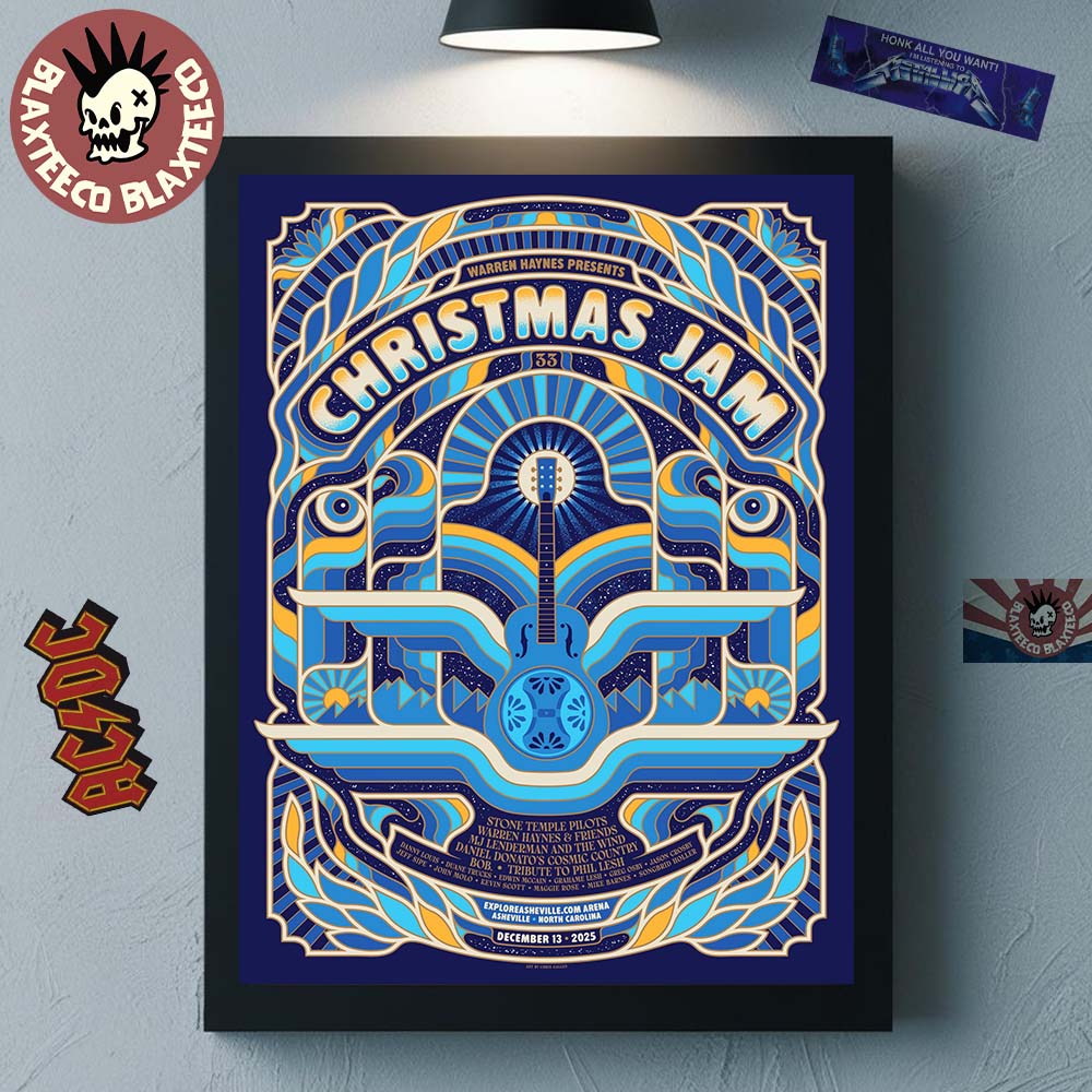 The Christmas Jam 2025 Festival Warren Haynes Presents Art Poster By Chris Gallen For Asheville North Carolina At Exploreashville.com Arena On December 13 2025 Poster Canvas - T-Shirt, Sweatshirt, Hoodie