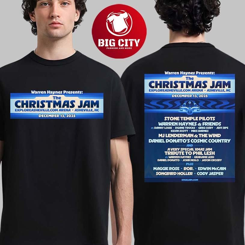 The Christmas Jam 2025 Full Lineup Poster In Asheville North Carolina At Exploreasheville.com Arena On December 13 2025 Two Sided Shirt - T-Shirt, Sweatshirt, Hoodie