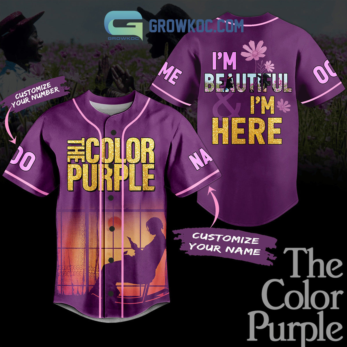 The Color Purple I Am Beautiful Personalized Baseball Jersey baseball jersey product view 1