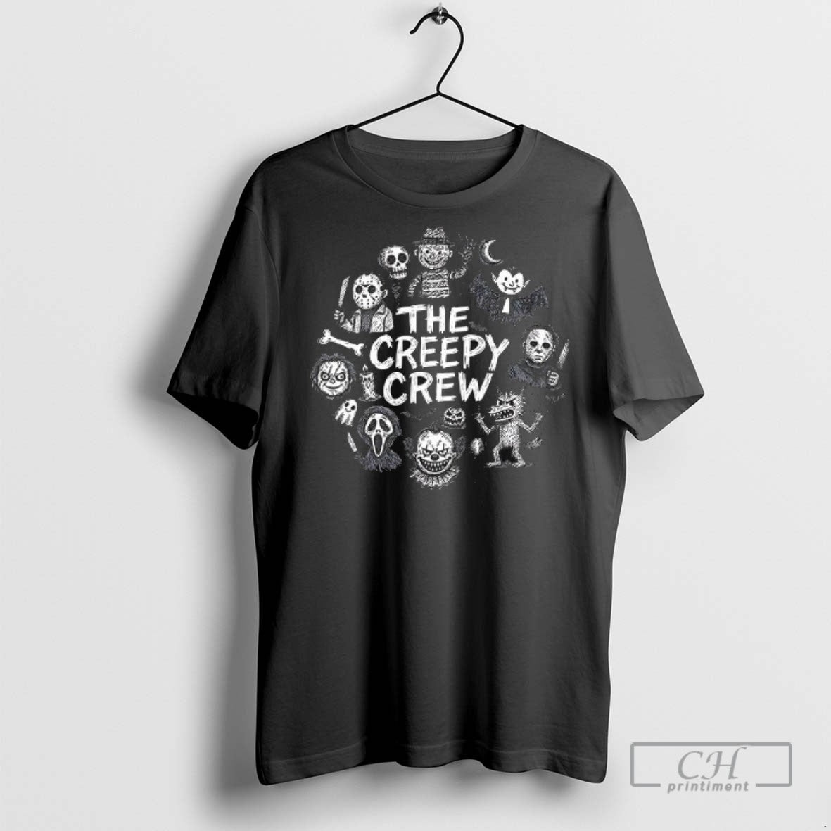 The Creepy Crew Our Favorite Horror Movie Baddies T Shirts Unisex T-shirt, Sweatshirt, Hoodie, Long Sleeve Tee - T-Shirt, Sweatshirt, Hoodie