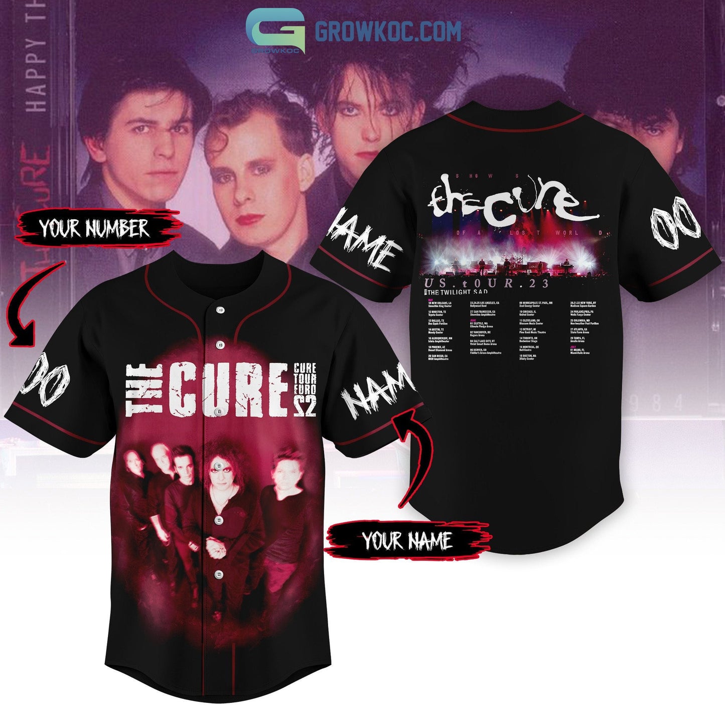 The Cure Tour Euro S2 Personalized Baseball Jersey baseball jersey product view 1