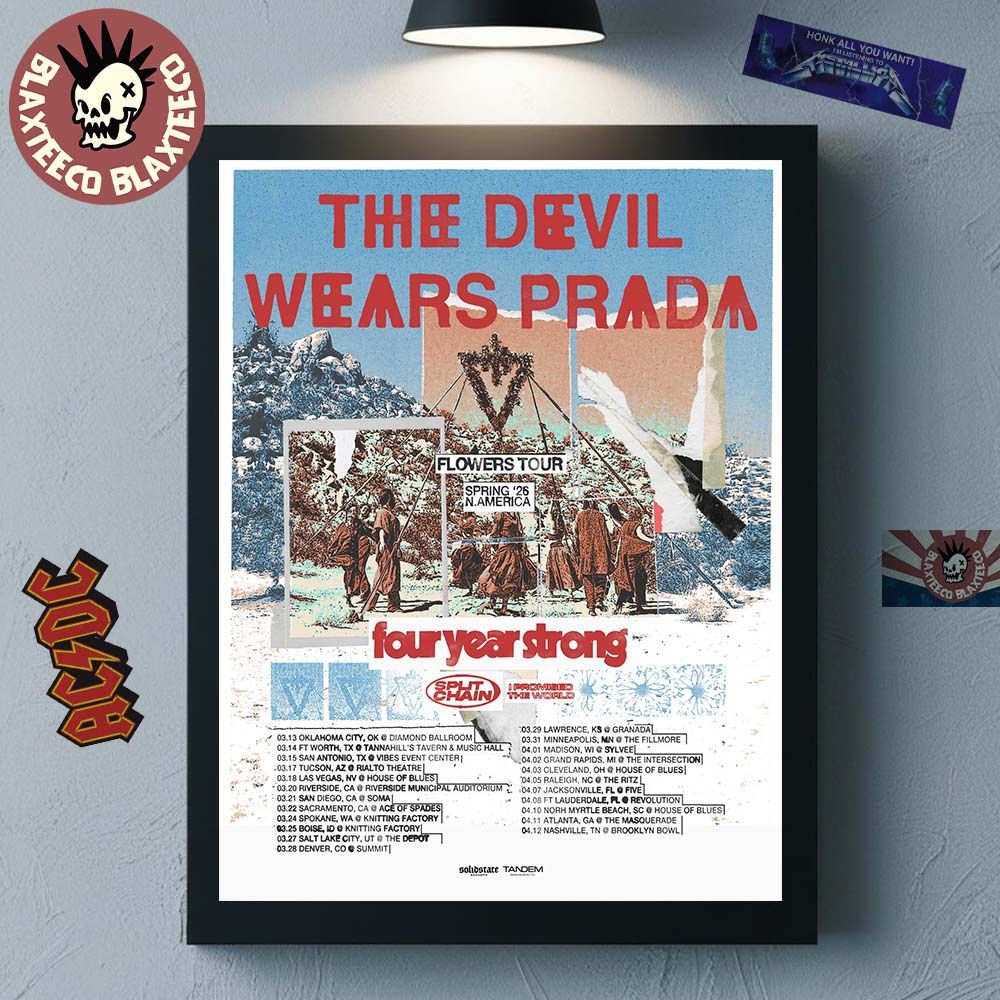 The Devil Wears Prada Flowers Tour Spring 2026 North America City Dates Home Decor Poster Canvas - T-Shirt, Sweatshirt, Hoodie