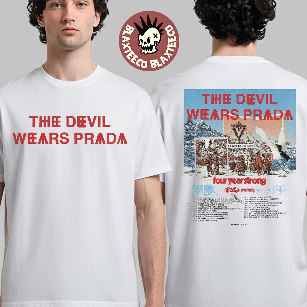 The Devil Wears Prada Flowers Tour Spring 2026 North America City Dates Two Sided T-Shirt Unisex T-shirt, Sweatshirt, Hoodie, Long Sleeve Tee - T-Shirt, Sweatshirt, Hoodie