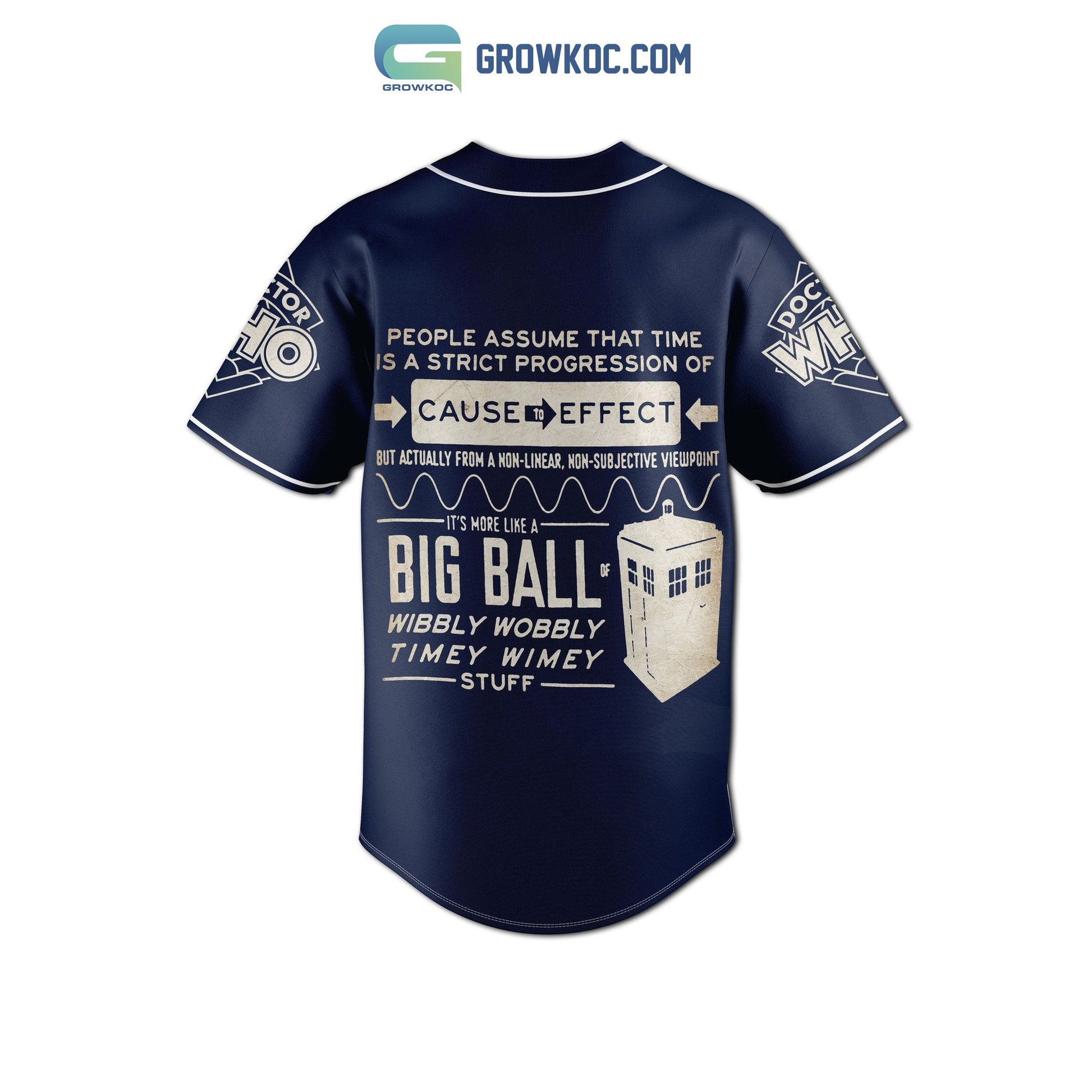 The Doctor Who Big Ball Of Wibbly Wobbly Timey Wimey Stuff Baseball Jersey baseball jersey product view 3