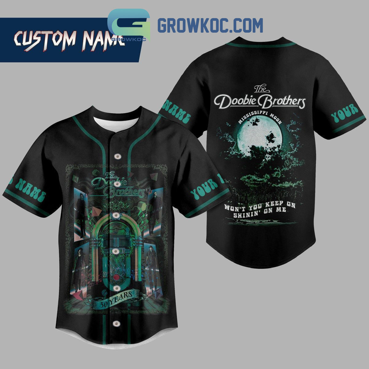 The Doobie Brothers 50 Years Mississippi Moon Personalized Baseball Jersey baseball jersey product view 1