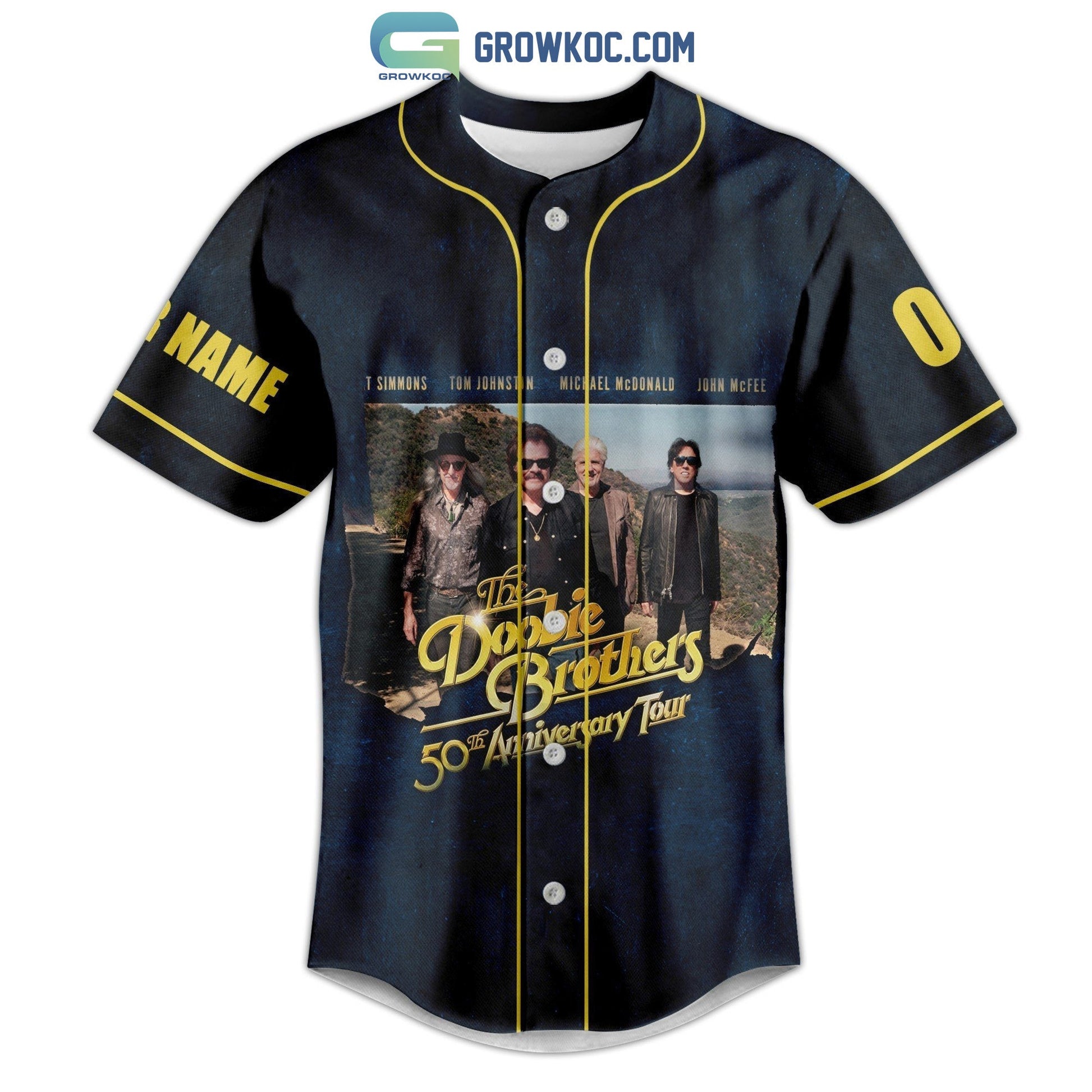 The Doobie Brothers 50th Anniversary Tour Personalized Baseball Jersey baseball jersey product view 2