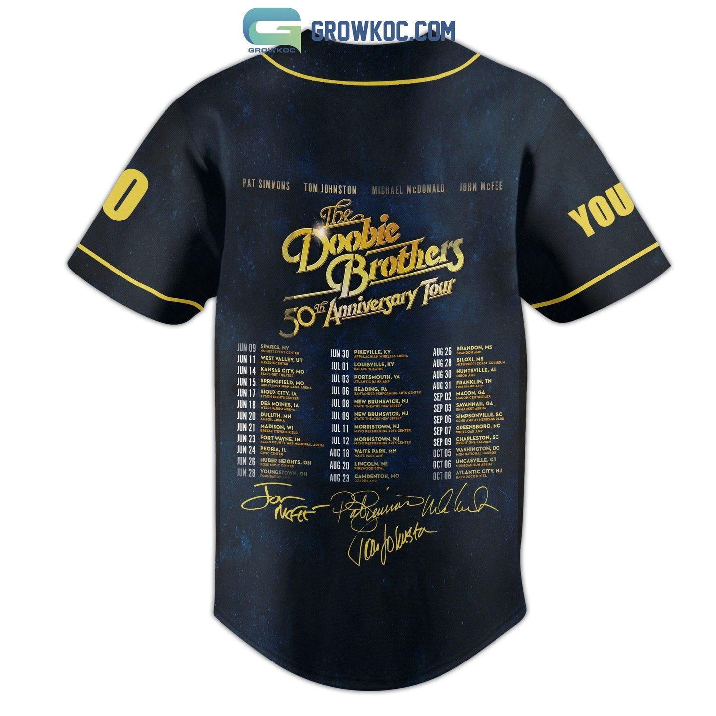 The Doobie Brothers 50th Anniversary Tour Personalized Baseball Jersey baseball jersey product view 3