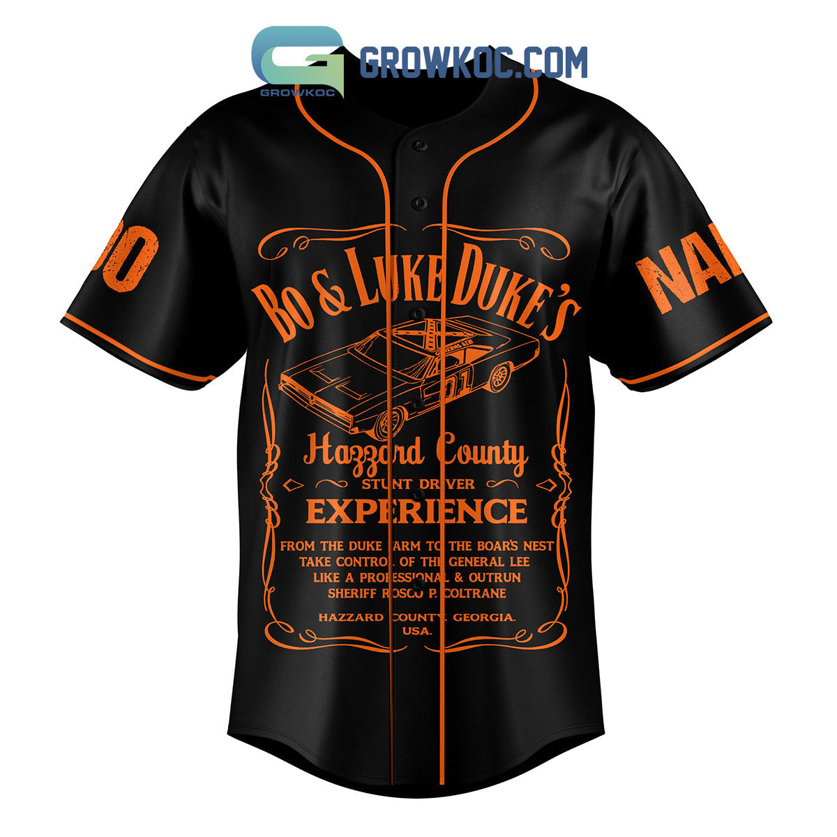The Dukes of Hazzard Bo & Luke Duke’s Personalized Baseball Jersey baseball jersey product view 2