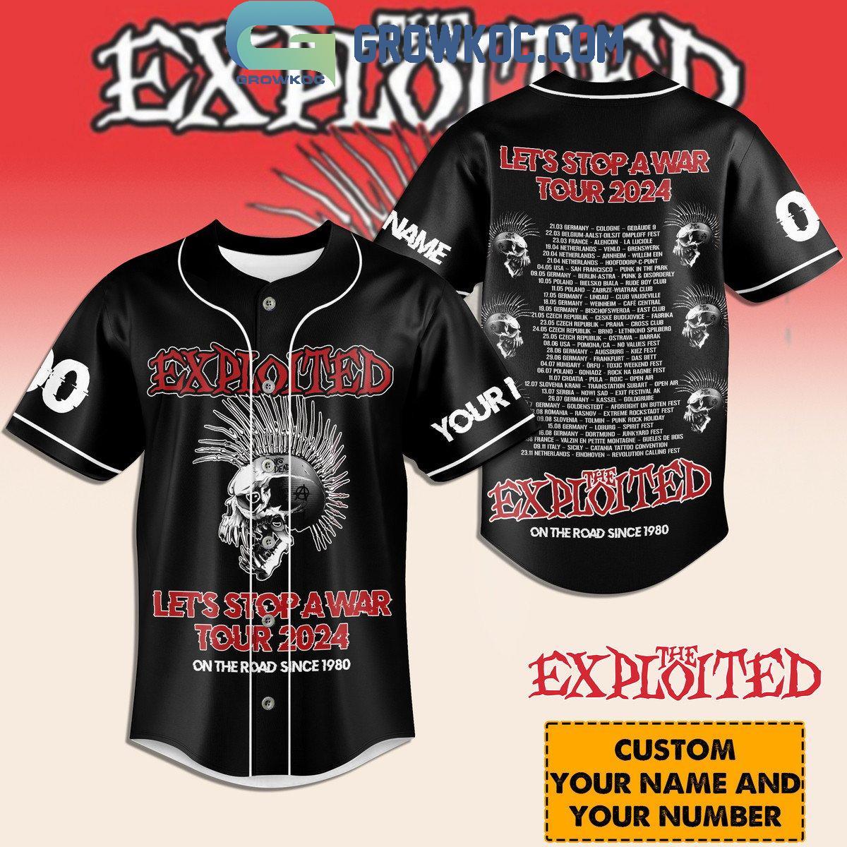 The Exploited Let’s Stop A War Tour 2024 Personalized Baseball Jersey baseball jersey product view 1