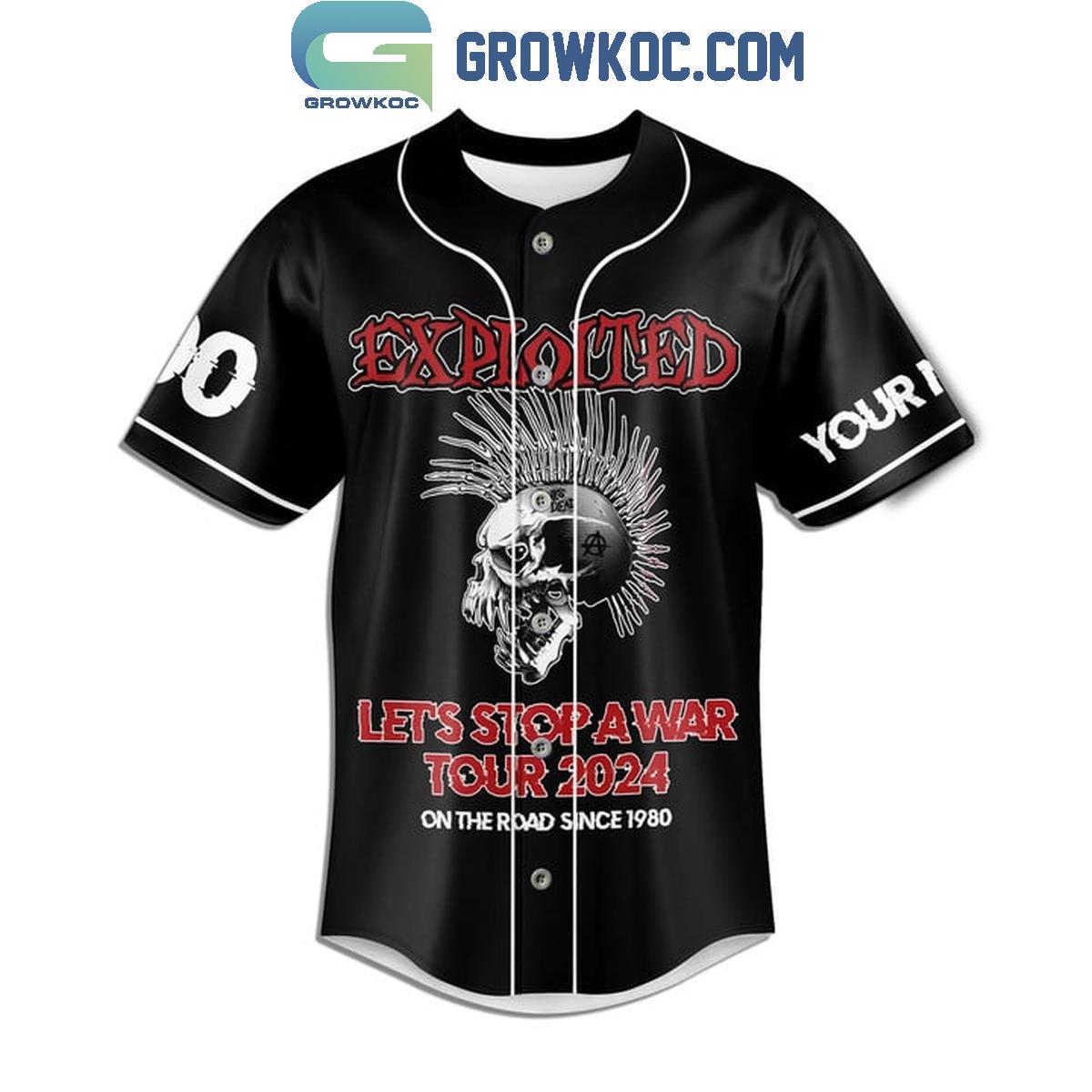 The Exploited Let’s Stop A War Tour 2024 Personalized Baseball Jersey baseball jersey product view 2
